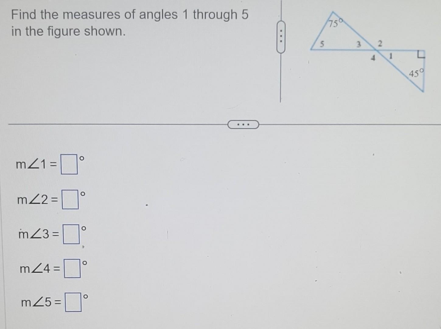 Solved Find The Measures Of Angles Through In The Figure Chegg