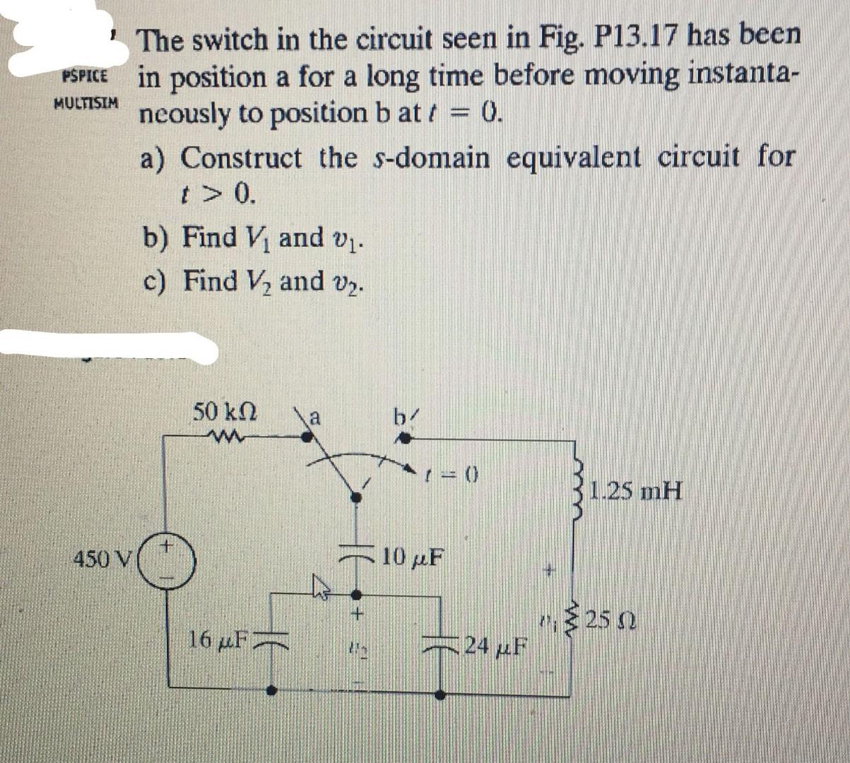 Solved The Switch In The Circuit Seen In Fig P Has Chegg