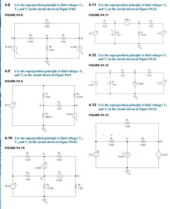 Solved Use The Superposition Principle To Find Voltages Chegg