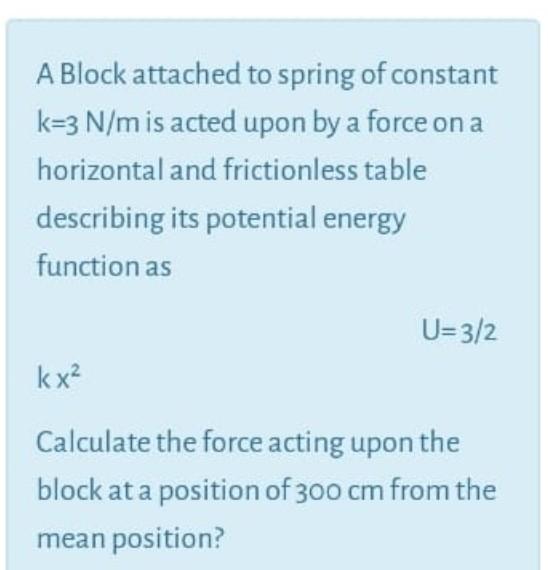 Solved A Block Attached To Spring Of Constant K N M Is Chegg