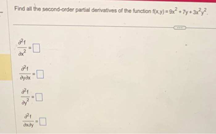 Solved Find All The Second Order Partial Derivatives Of The Chegg