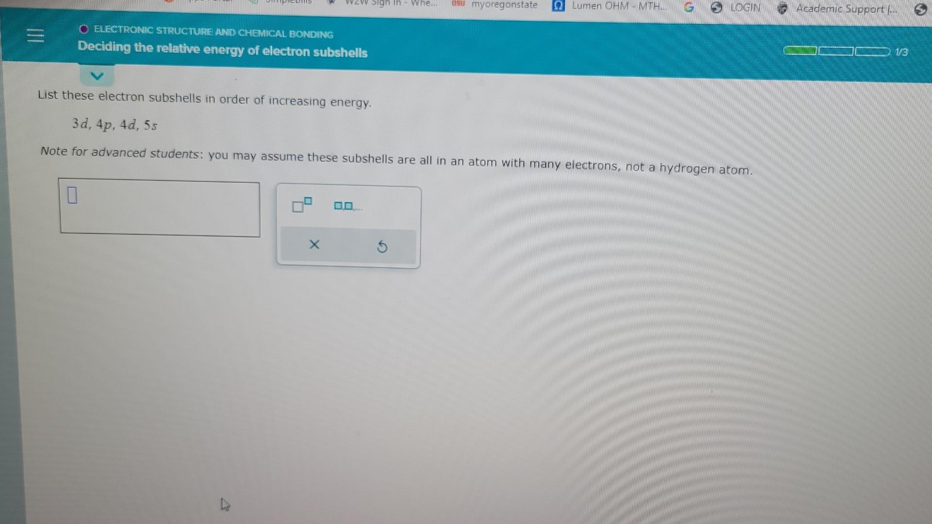 Solved List These Electron Subshells In Order Of Increasing Chegg