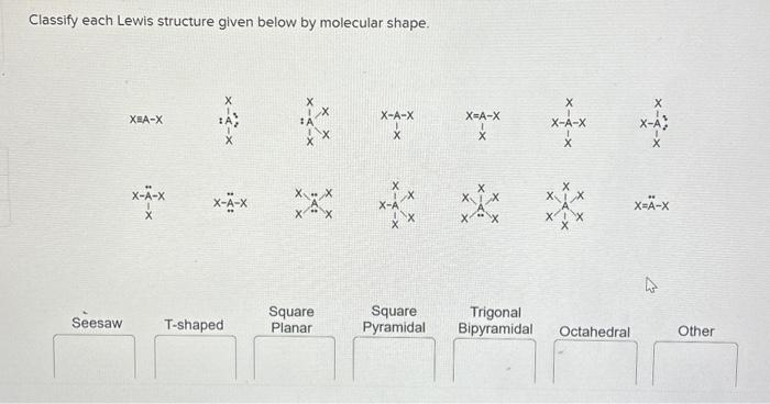 Solved Classify Each Lewis Structure Given Below By Chegg