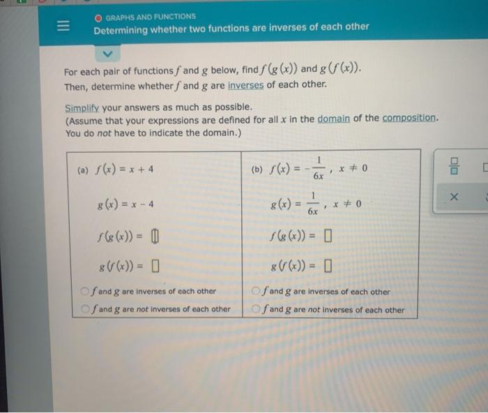 Solved Graphs And Functions Determining Whether Two Chegg