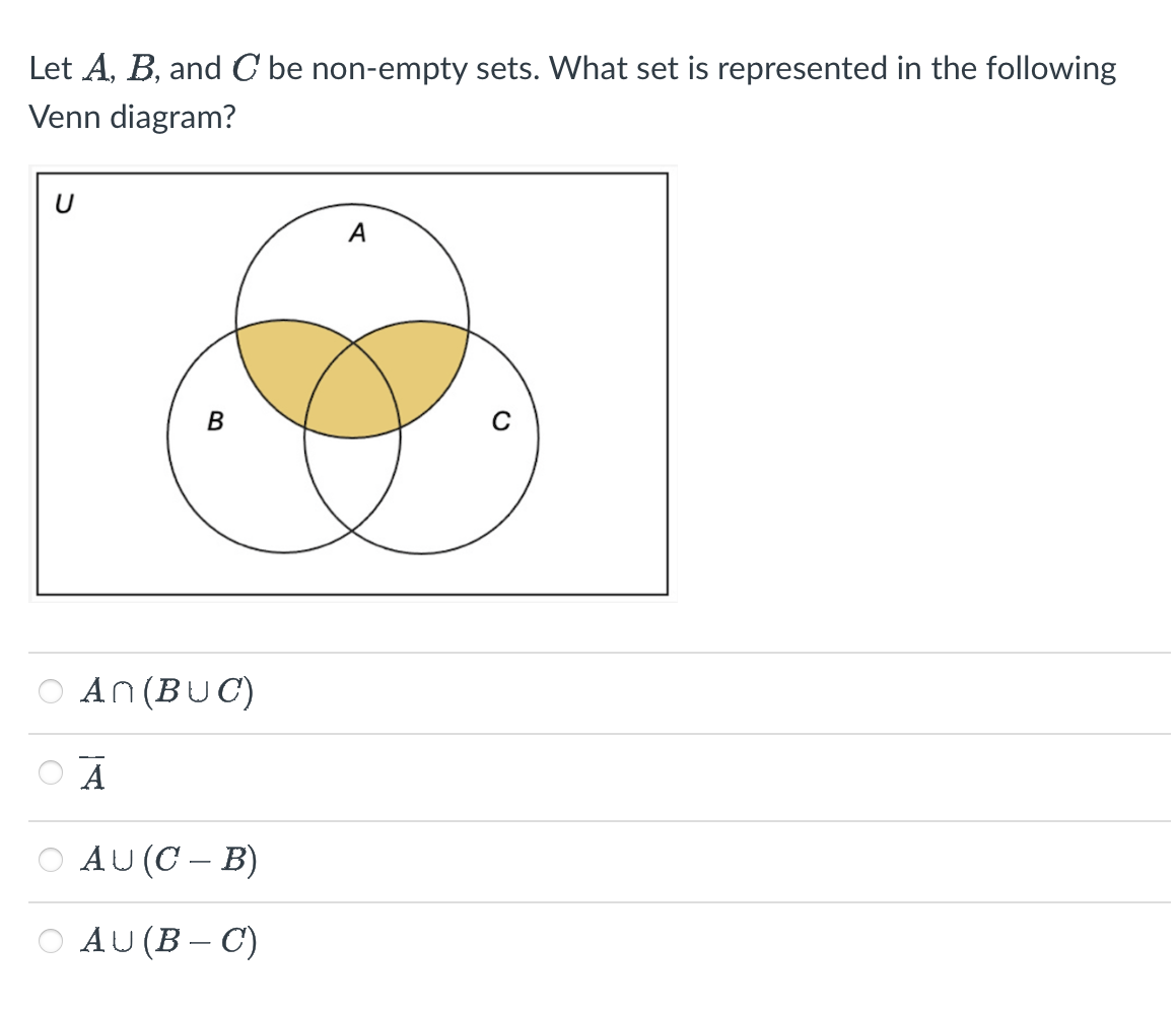 Solved Let A B And C Be Non Empty Sets What Set Is Chegg