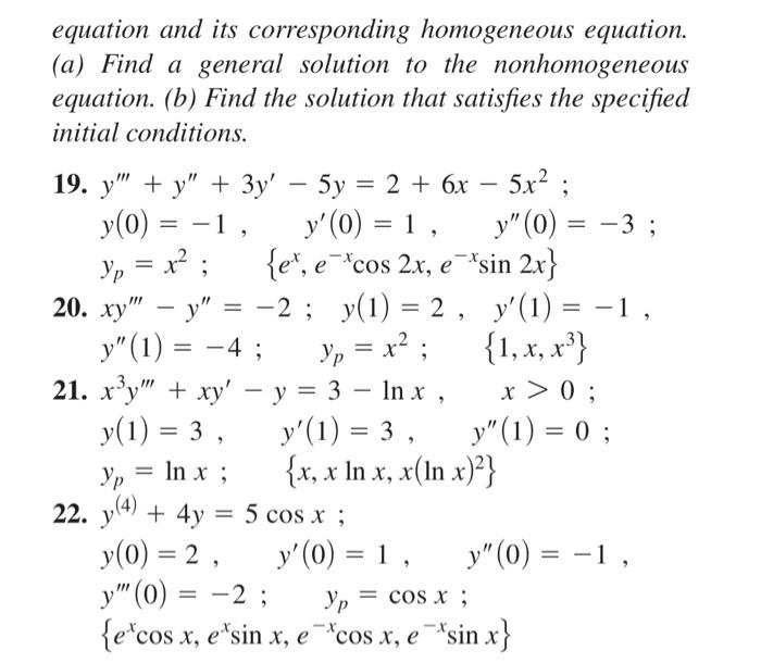 Solved Equation And Its Corresponding Homogeneous Equation Chegg