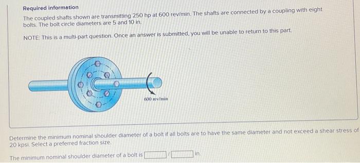 Solved Required Information The Coupled Shafts Shown Are Chegg