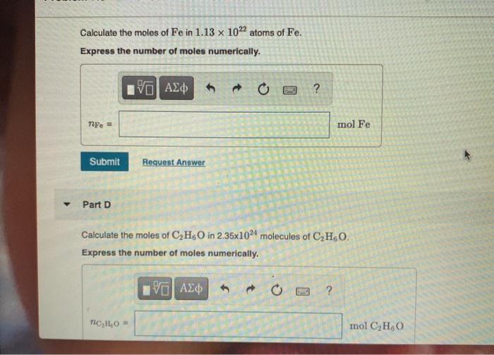 Solved Calculate The Moles Of Fe In X Atoms Of Fe Chegg