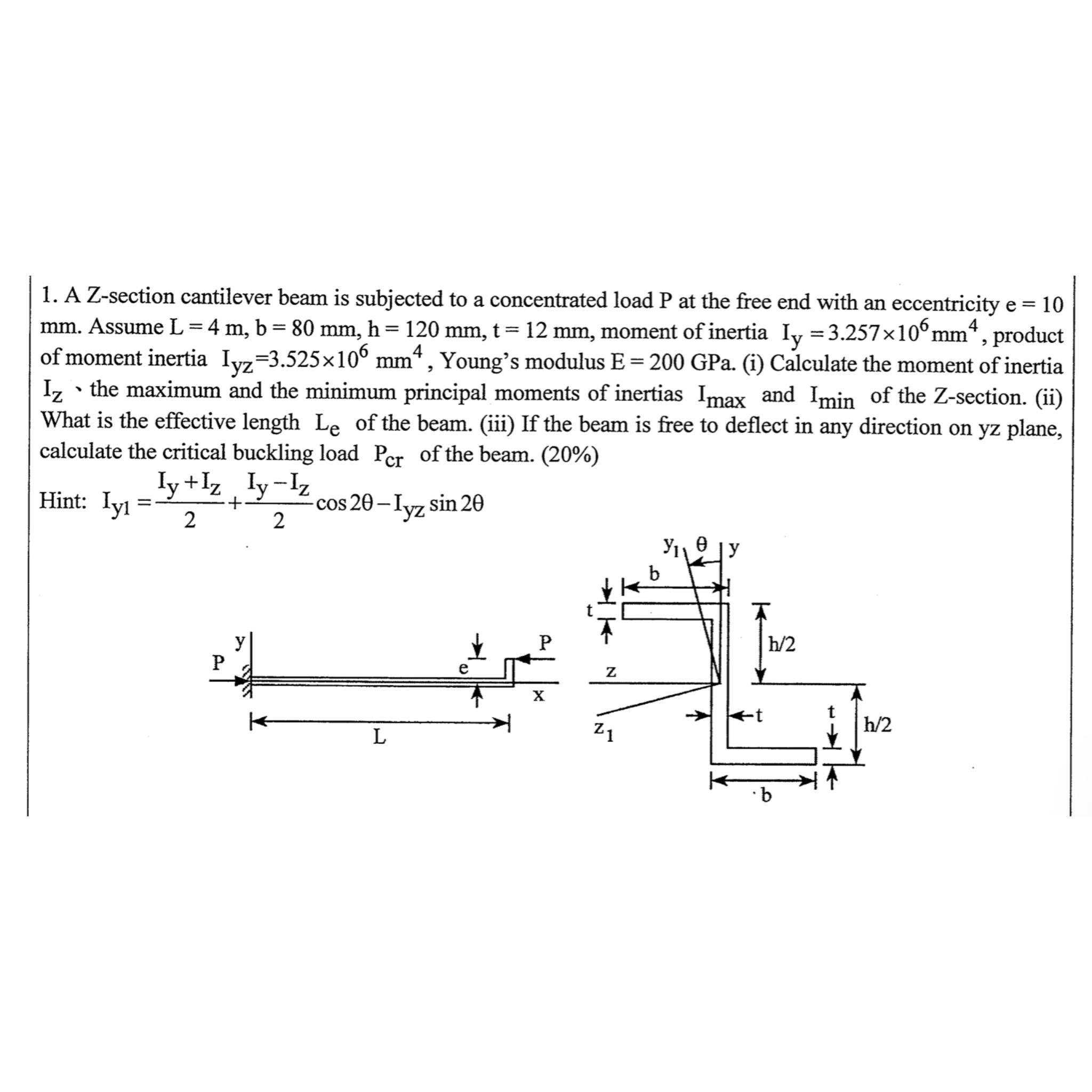 Solved A Z Section Cantilever Beam Is Subjected To A Chegg