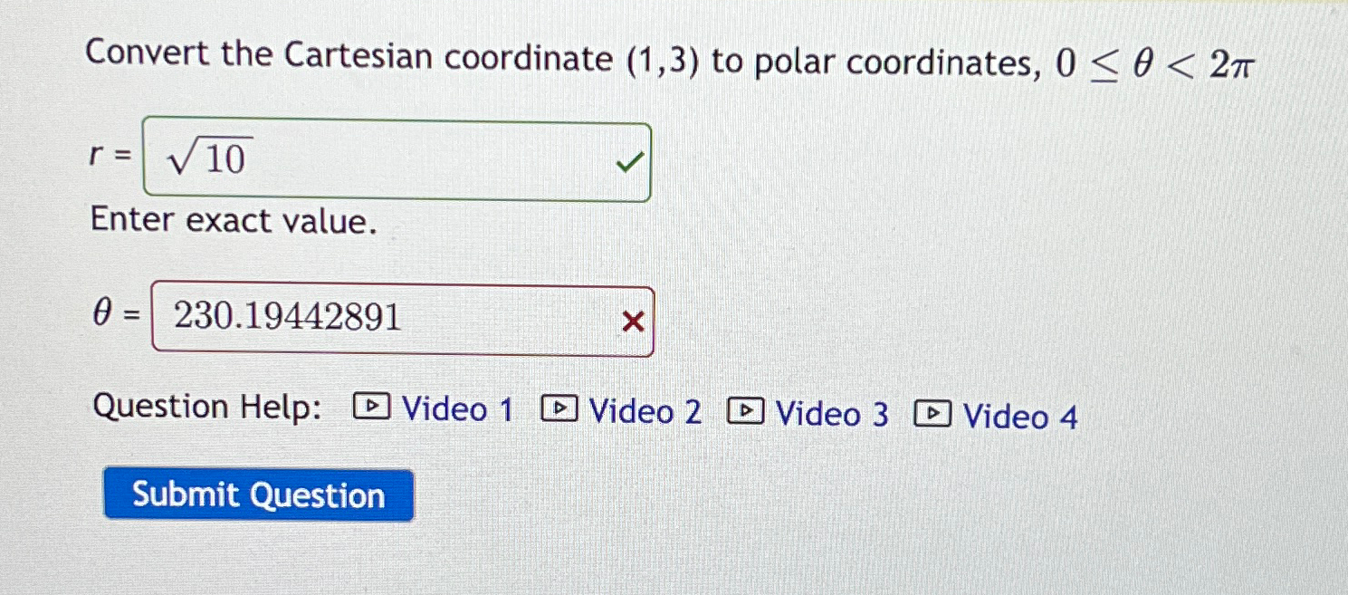 Solved Convert The Cartesian Coordinate To Polar Chegg