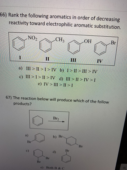 Solved 5 Rank The Following Aromatics In Order Of Chegg