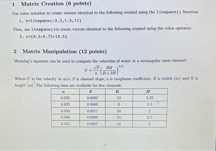 Solved Use Colon Notation To Create Vectors Identical To The Chegg