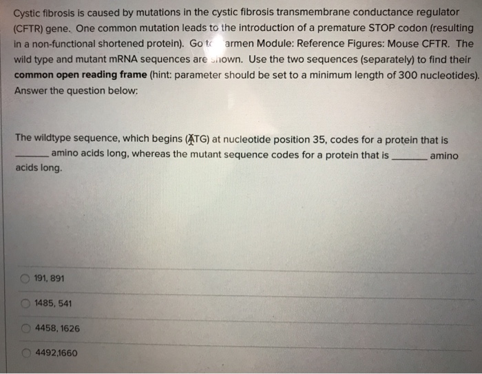 Solved Cystic Fibrosis Is Caused By Mutations In The Cystic Chegg