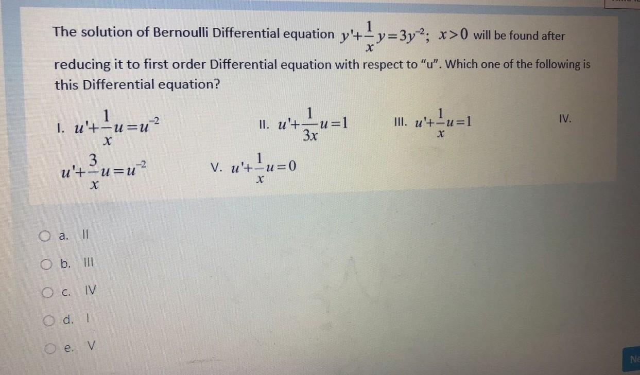 Solved The Solution Of Bernoulli Differential Equation Chegg