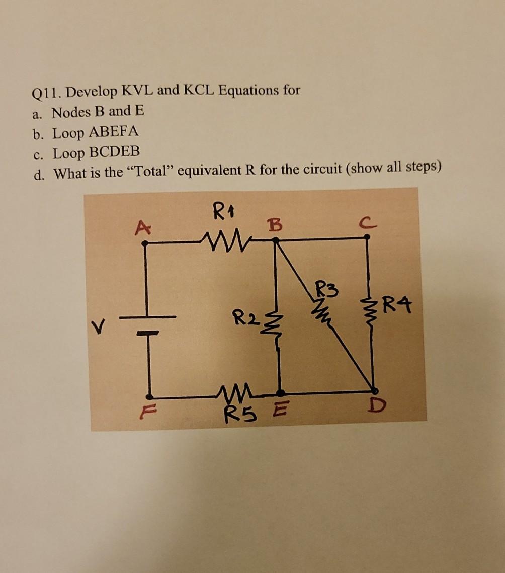 Solved Q Develop Kvl And Kcl Equations For A Nodes B And Chegg