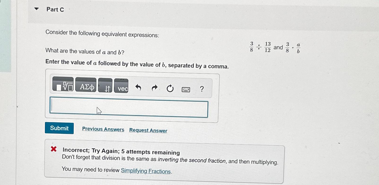 Solved Part C NConsider The Following Equivalent Chegg