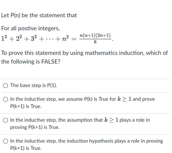 Solved Let P N Be The Statement That For All Postive Chegg