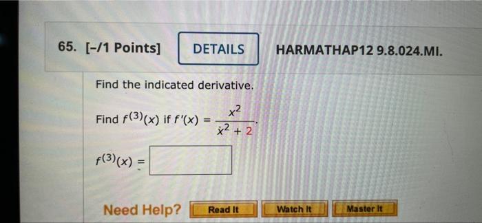 Solved 65 1 Points DETAILS Find The Indicated Chegg