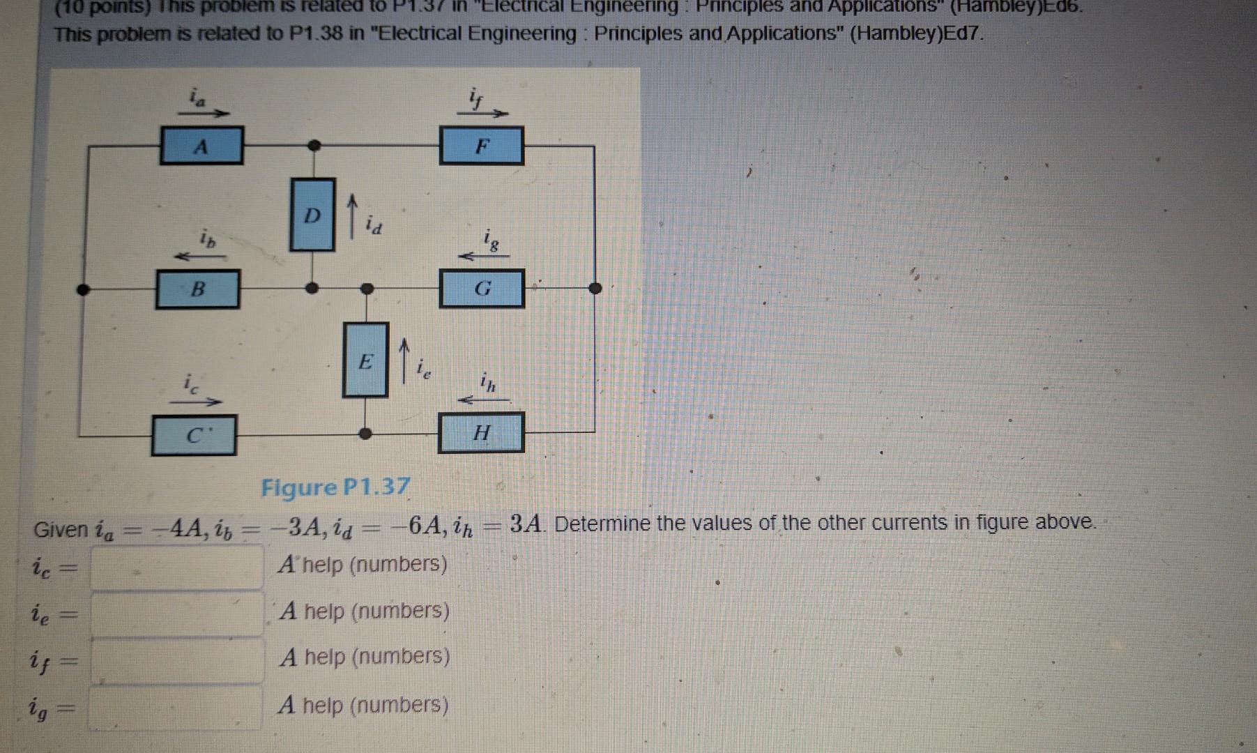 Solved Figure P Given Ia A Ib A Id A Ih A Chegg