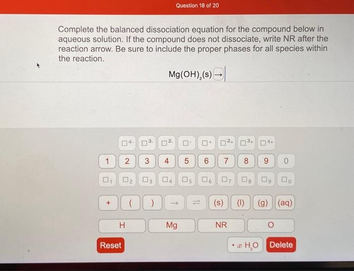 Solved Complete The Balanced Dissociation Equation For The Chegg