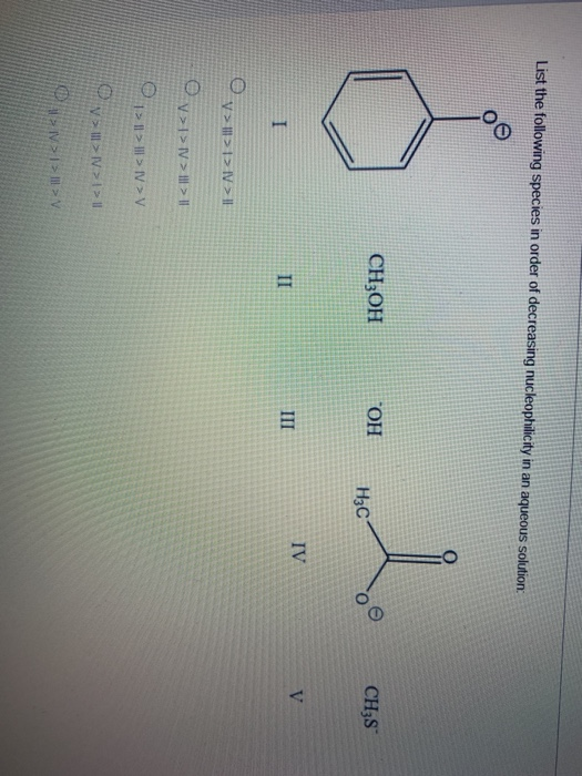 Solved List The Following Species In Order Of Decreasing Chegg