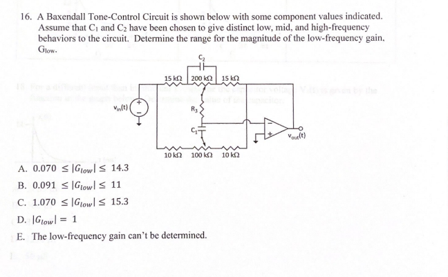 Solved A Baxendall Tone Control Circuit Is Shown Below With Chegg