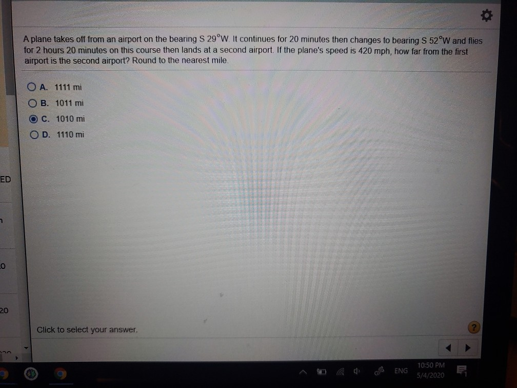 Solved A Plane Takes Off From An Airport On The Bearing S Chegg