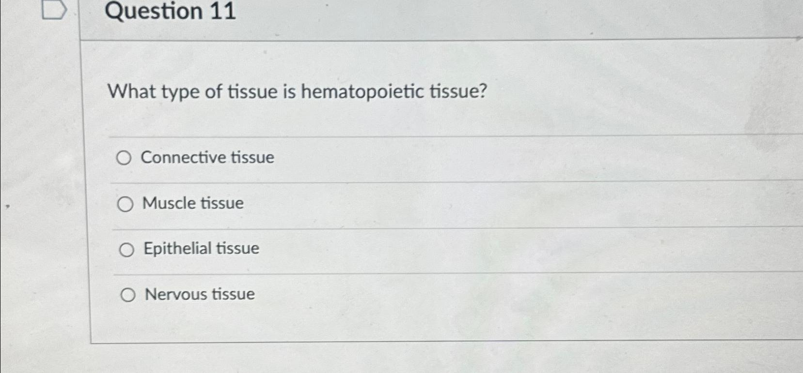 Solved Question What Type Of Tissue Is Hematopoietic Chegg