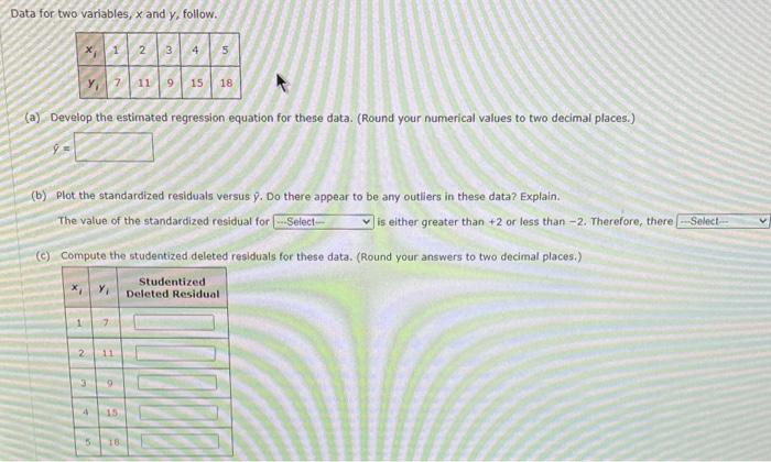 Solved Data For Two Variables X And Y Follow A Develop Chegg