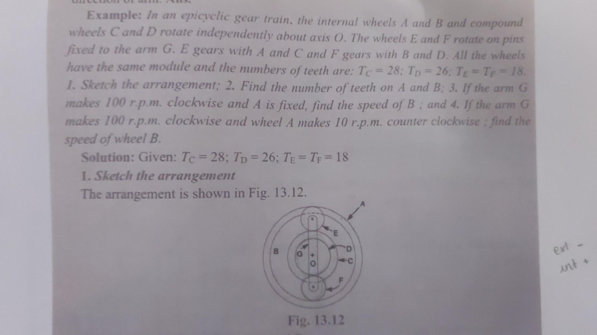 Solved Example In An Epicyclic Gear Train The Internal Chegg