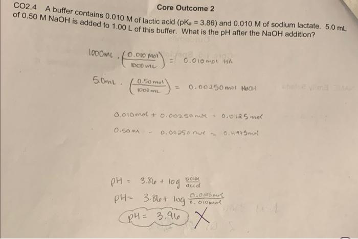 Solved A Buffer Contains M Of Lactic Acid Pka Chegg