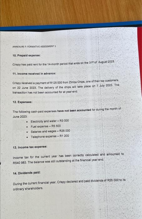 Solved ANNEXURE F FORMATIVE ASSESSMENT 1 QUESTION 2 61 Chegg