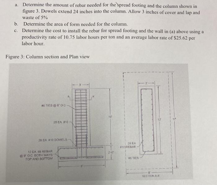 Solved A Determine The Amount Of Rebar Needed For The Chegg