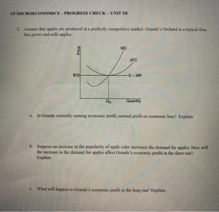 Solved Ap Microeconomics Progress Check Unit Iii If Chegg