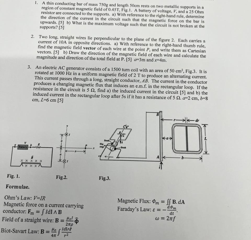 Solved Una Delgada Barra Conductora De Masa G Y Chegg