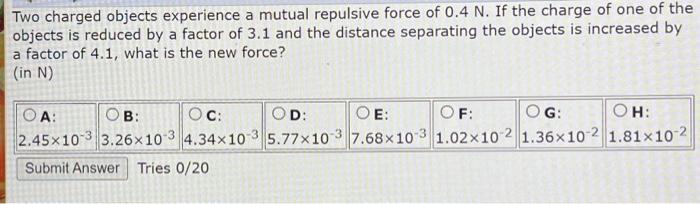 Solved Two Charged Objects Experience A Mutual Repulsive Chegg