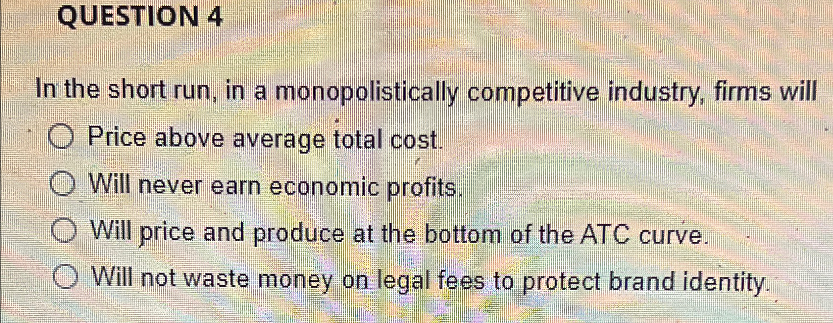 Solved QUESTION 4In The Short Run In A Monopolistically Chegg