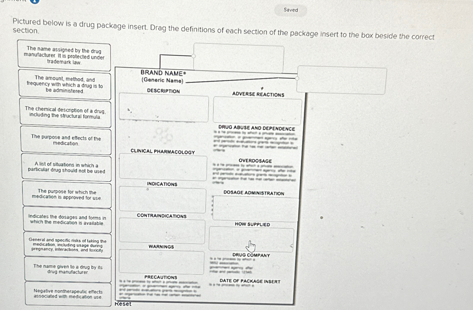 Solved SavedPictured Below Is A Drug Package Insert Drag Chegg