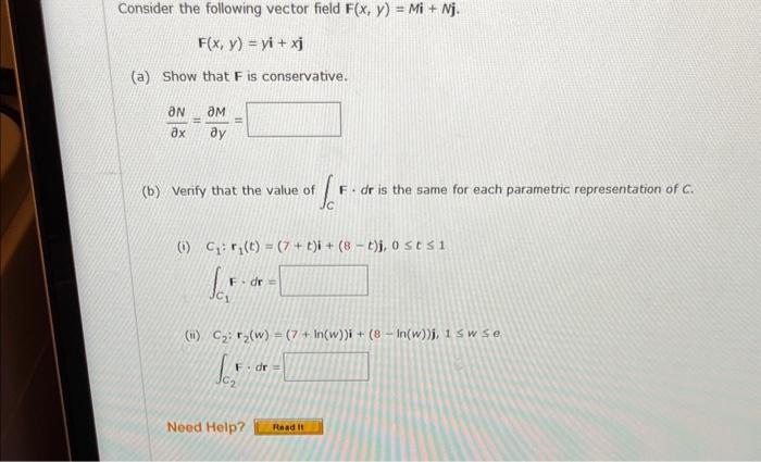 Solved Consider The Following Vector Field F X Y Mi Nj Chegg