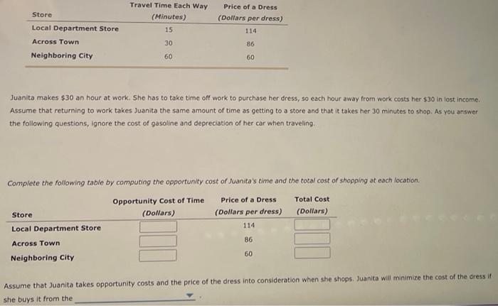 Solved Determining Opportunity Cost Juanita Is Deciding Chegg