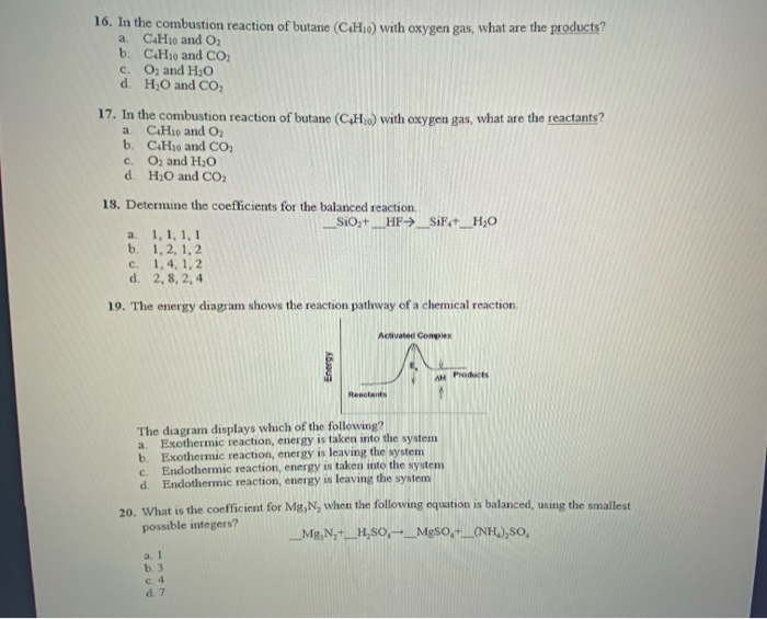 Solved In The Combustion Reaction Of Butane Ch With Chegg