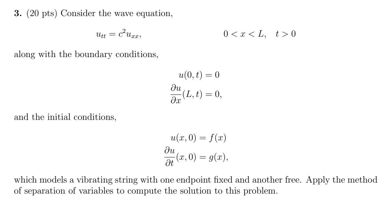 Solved Pts Consider The Wave Equation Utt C Uxx Chegg