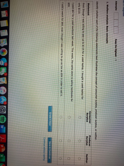 Solved Attempts Keep The Highest Welfare Analysis Chegg