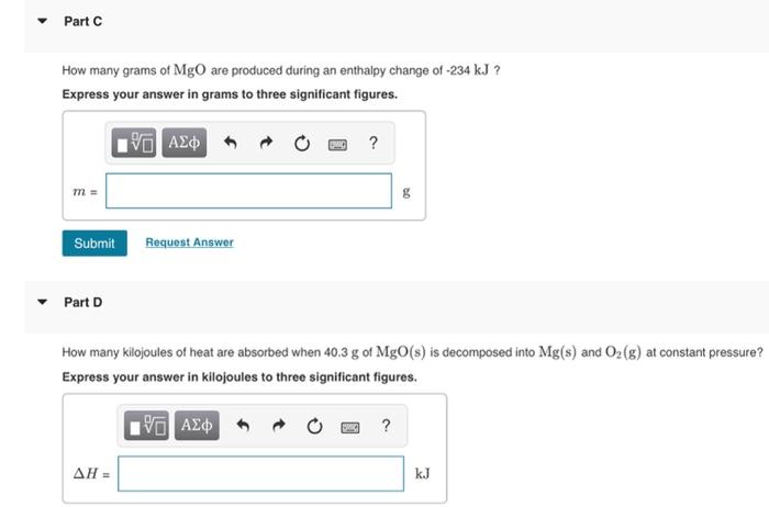 Solved Part How Many Grams Of MgO Are Produced During An Chegg