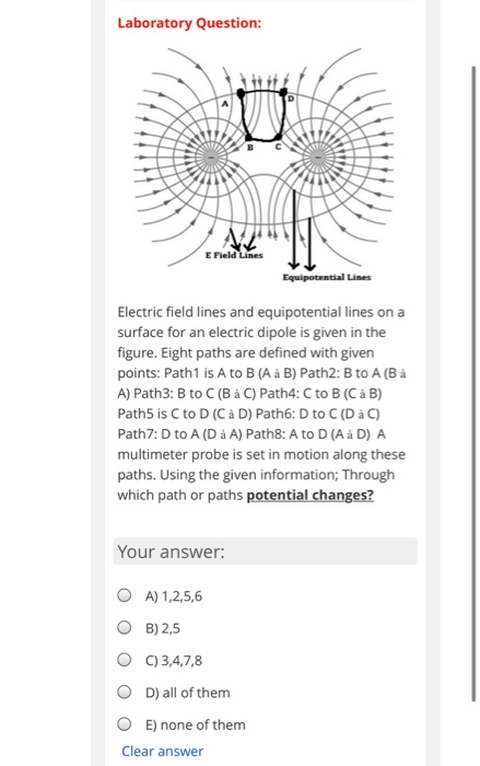 Solved Laboratory Question E Field Lines Equipotential Chegg