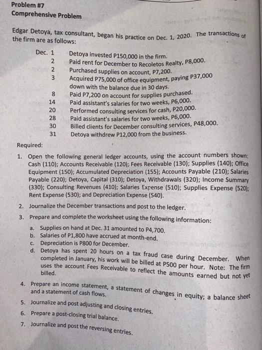 Solved Edgar Detoya Tax Consultant Began His Practice On Chegg