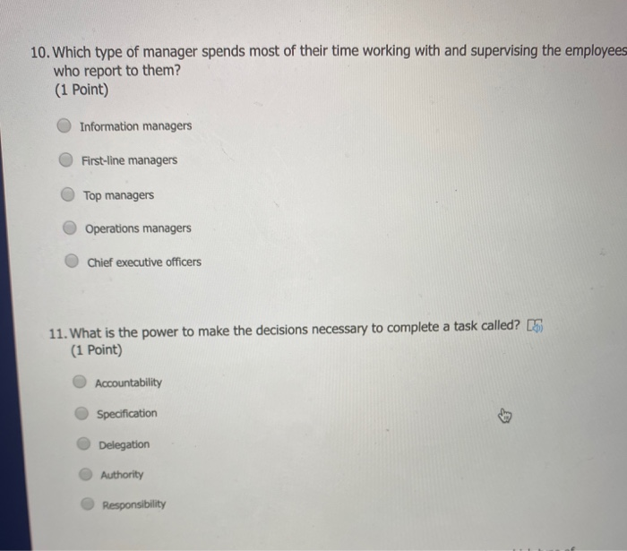 Solved Which Type Of Manager Spends Most Of Their Time Chegg