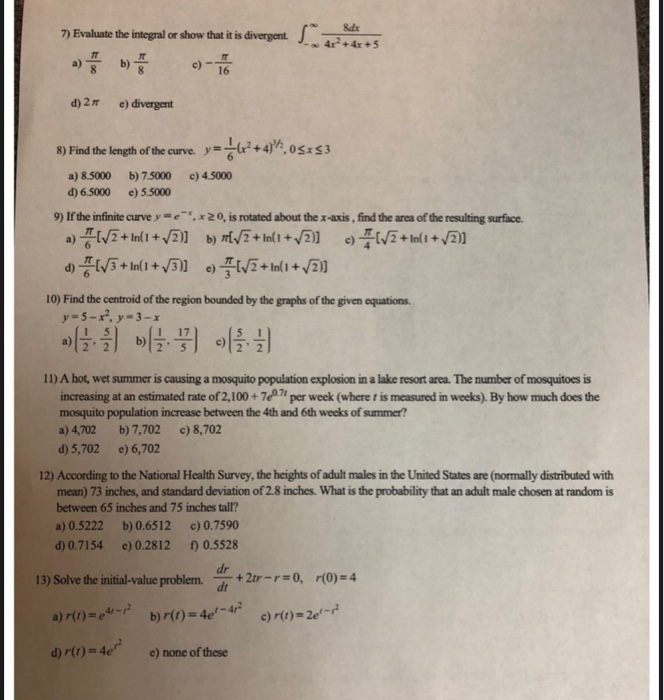 Solved 7 Evaluate The Integral Or Show That It Is Chegg