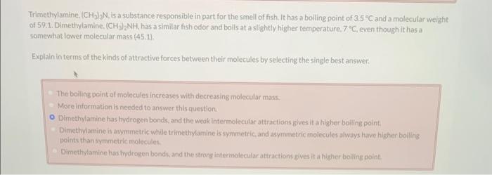 Solved Trimethylamine Ch N Is A Substance Responsible Chegg