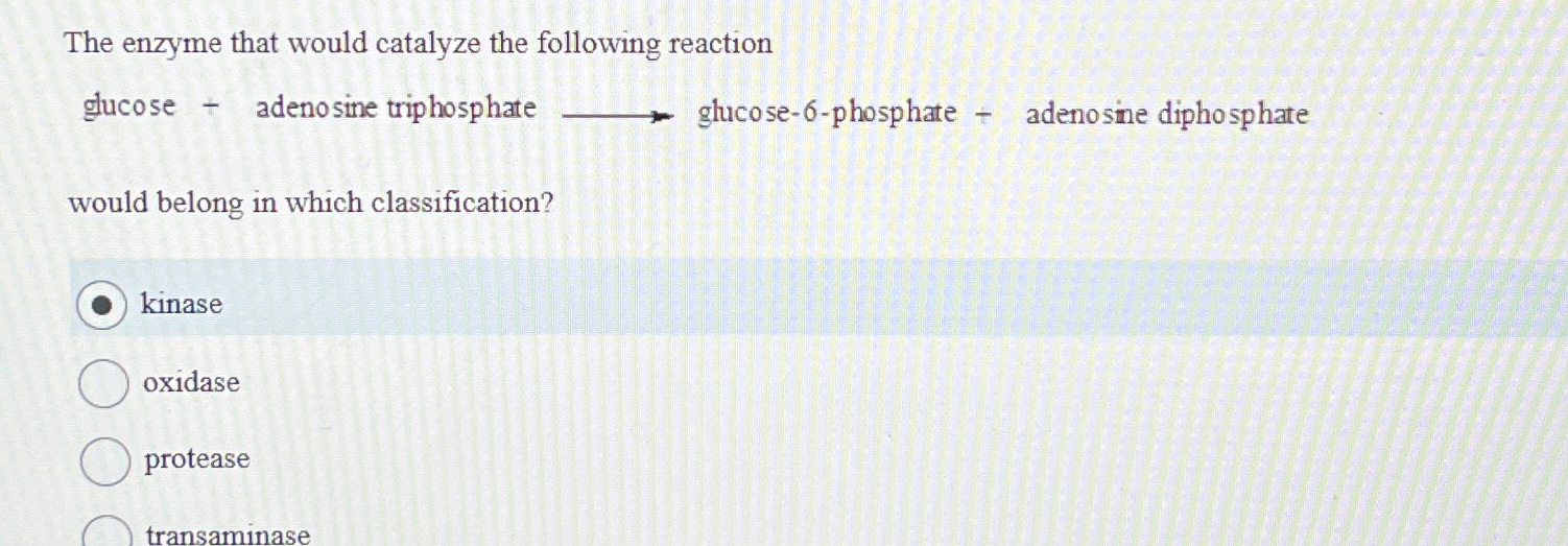 Solved The Enzyme That Would Catalyze The Following Chegg